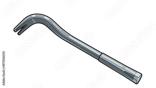 A metallic crowbar tool, isolated on a white background.