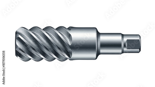 Close-up of a metal cutting tool on a white background.