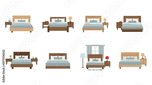 Collection of Modern Bed Designs with Nightstands and Lamps