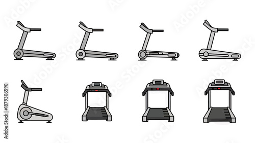 Treadmill Collection: Modern Fitness Equipment Set