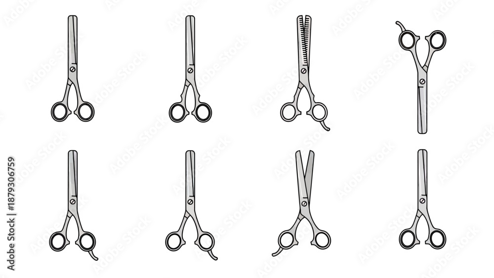 Naklejka premium Set of Surgical Scissors and Forceps Vector Illustration