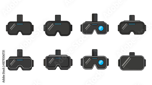 Virtual Reality Headsets Collection: Modern VR Goggles Set