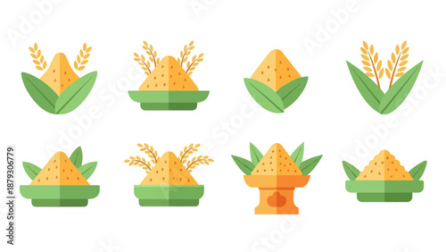 Rice Grain Icons and Symbols Collection