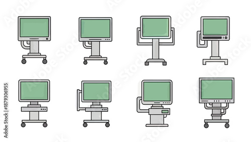 Medical Monitor Set: Modern Ventilators and ICU Machines