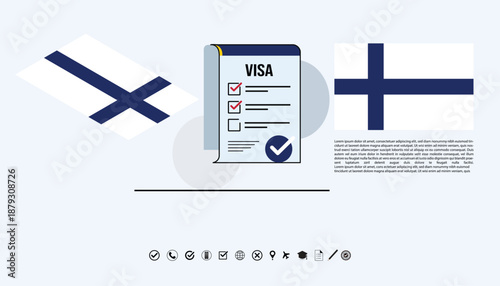 Visas And Flags Travel Checklist With Finland Flag And Document Imagery