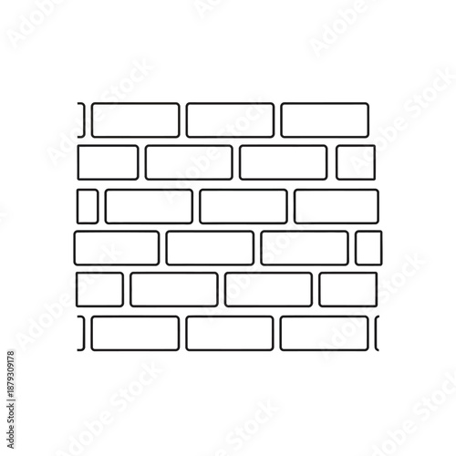 Minimalist Brick Wall Outline Icon. Architecture and Construction Line Art Vector Pattern for Design Backgrounds and User Interfaces.