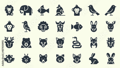 Collection of diverse animal icons