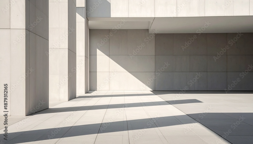 Obraz premium Modern architecture interior design features an empty hall with a staircase and large windows where light enters an open loft space in a new 3d construction building