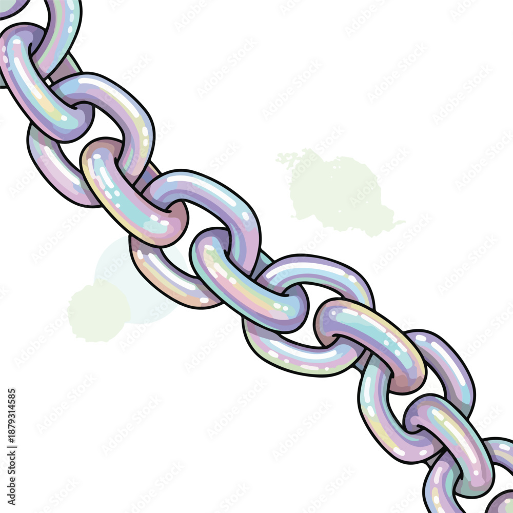 Obraz premium A pastel-colored chain on a white background