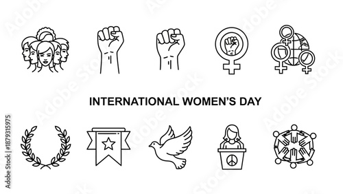 International Womens Day Icons Set.