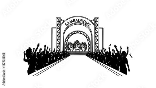 People cheering in a crowd scene.