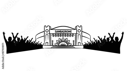 Lambadrome festival entrance gate silhouette.