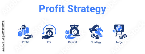 Profit Strategy web banner icon vector illustration concept ,  with icon of Profit, Roi, Capital.