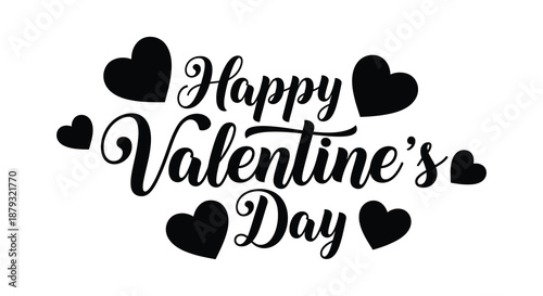 happy valentine s day message with hearts and elegant silhouette high quality professional detailed modern stylish
