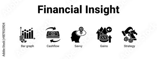 Financial Insight web banner icon vector illustration concept ,  with icon of Bar graph, Cashflow, Savvy.