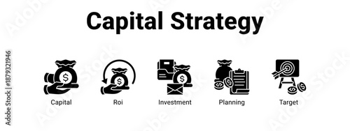 Capital Strategy web banner icon vector illustration concept ,  with icon of Capital, Roi, Investment.