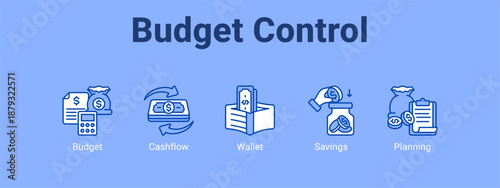 Budget Control web banner icon vector illustration concept ,  with icon of Budget, Cashflow, Wallet.