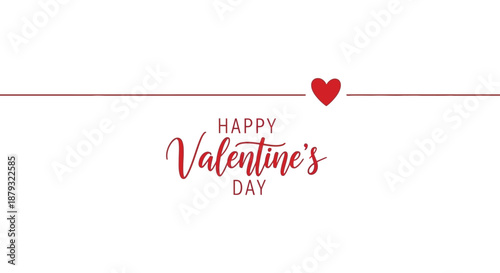 A red heart and cursive valentine s day text above a red line creates a romantic silhouette