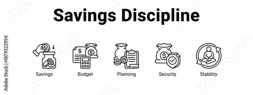 Savings Discipline web banner icon vector illustration concept ,  with icon of Savings, Budget, Planning.
