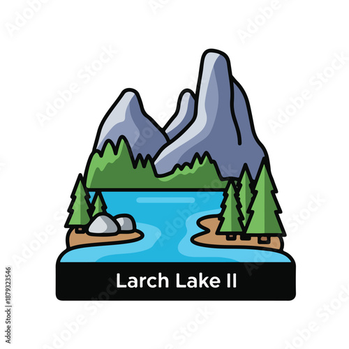 A serene lake scene with mountains and trees