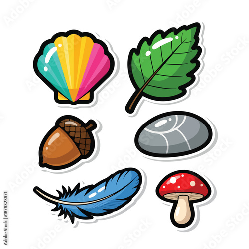 A set of six nature stickers