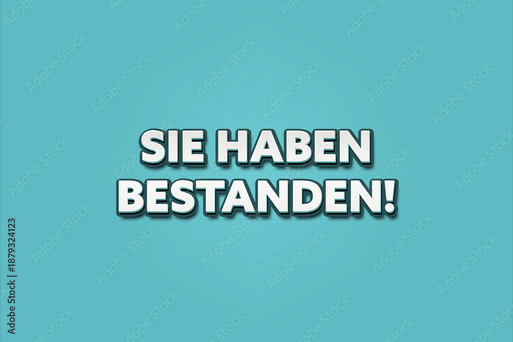 Fototapeta premium Sie haben bestanden (You passed) - A turquoise banner illustration with white text.