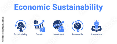 Economic Sustainability web banner icon vector illustration concept ,  with icon of Sustainability, Growth, Investment.