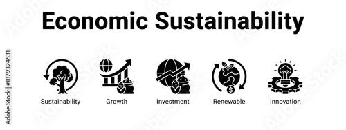 Economic Sustainability web banner icon vector illustration concept ,  with icon of Sustainability, Growth, Investment.