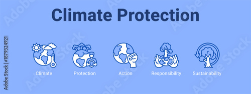 Climate Protection web banner icon vector illustration concept ,  with icon of Climate, Protection, Action.