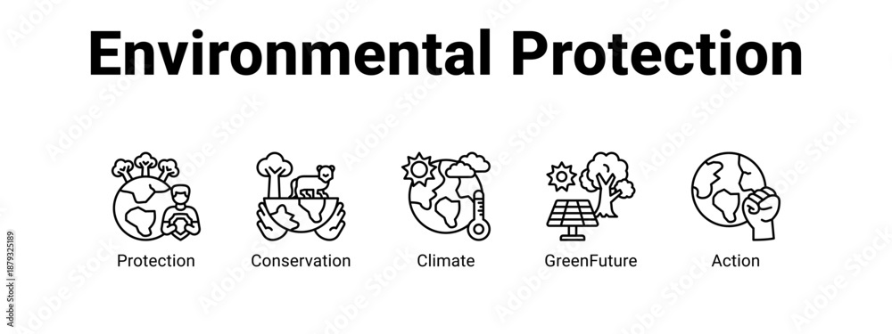 Obraz premium Environmental Protection web banner icon vector illustration concept , with icon of Protection, Conservation, Climate.