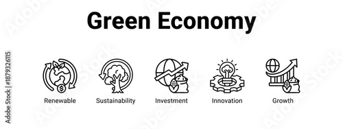 Green Economy web banner icon vector illustration concept ,  with icon of Renewable, Sustainability, Investment.