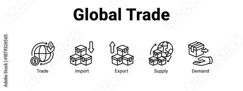 Global Trade web banner icon vector illustration concept ,  with icon of Trade, Import, Export.