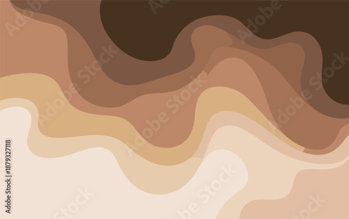 Wavy layered abstract design with earthy tones and smooth transitions, viewed from a straight-on perspective.