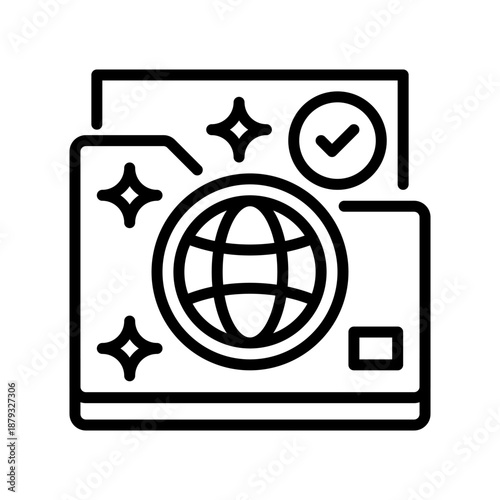 Passport Line Icon, Outline Symbol for Immigration Document, International Travel, Identity Verification, Citizenship Proof, and Border Control. Vector Sign Icon.