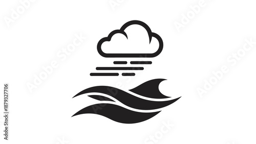 Black Cloud Rain Weather Icon Symbol.