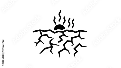 Cracked earth with rising heat.