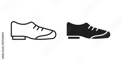 Leather shoes icons for design. Easily editable stroke. Modern flat design.