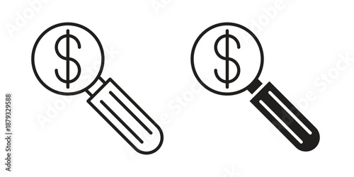Money finder icons for design. Easily editable stroke. Modern flat design.