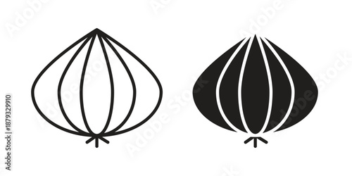 Onion icons for design. Easily editable stroke. Modern flat design.
