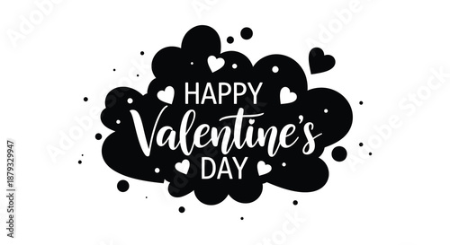 A charming valentine s day design featuring a dark cloud shape with hearts and textual greeting silhouette