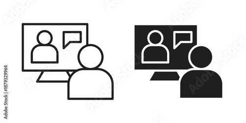 Online coaching icons for design. Easily editable stroke. Modern flat design.