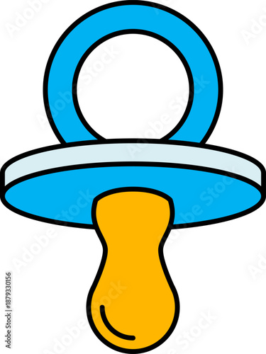 Blue and Yellow Baby Pacifier Icon