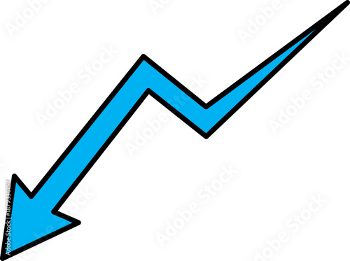 Blue Zigzag Arrow Pointing Down Icon