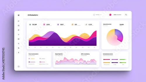 Modern Data Visualization Dashboard with Colorful Graphs and Charts for Efficient Data Analysis and Insightful Decision Making in Business Environments