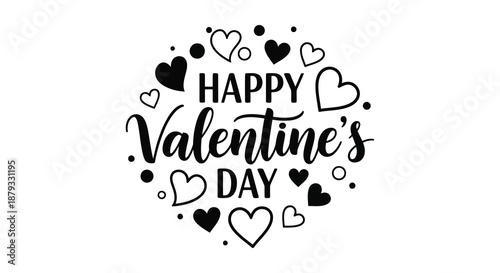 A delightful valentine s day message surrounded by charming heart shapes in a bold graphic silhouette