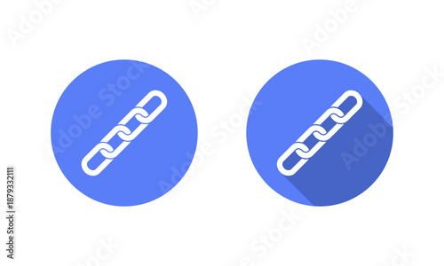 Chain link icon with long shadow. Strong metal connection symbol