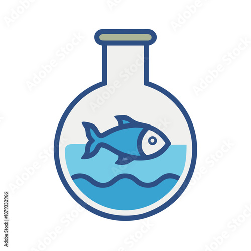 Fish Swimming in Bottle Representing Marine Science Research in Lab Setting