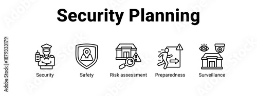 Security Planning web banner icon vector illustration concept for  with icon of Security, Safety, Risk.