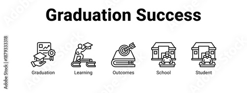 Graduation Success web banner icon vector illustration concept for  with icon of Graduation, Learning.