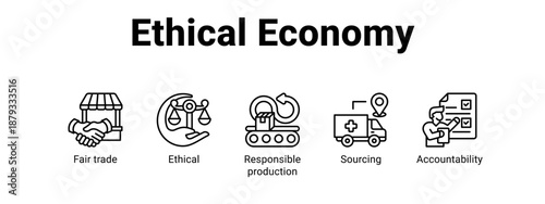 Ethical Economy web banner icon vector illustration concept for  with icon of Fair trade, Ethical, Responsible.